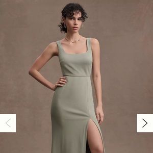 BHLDN Ashlynn Square Neck Crepe Side Slit